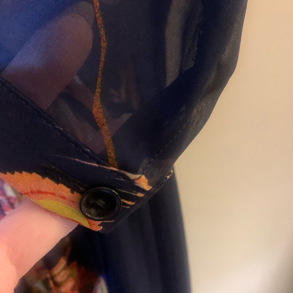 Harin Cheawon Navy and Orange Midi Dress Size XS - Picture 5 of 6